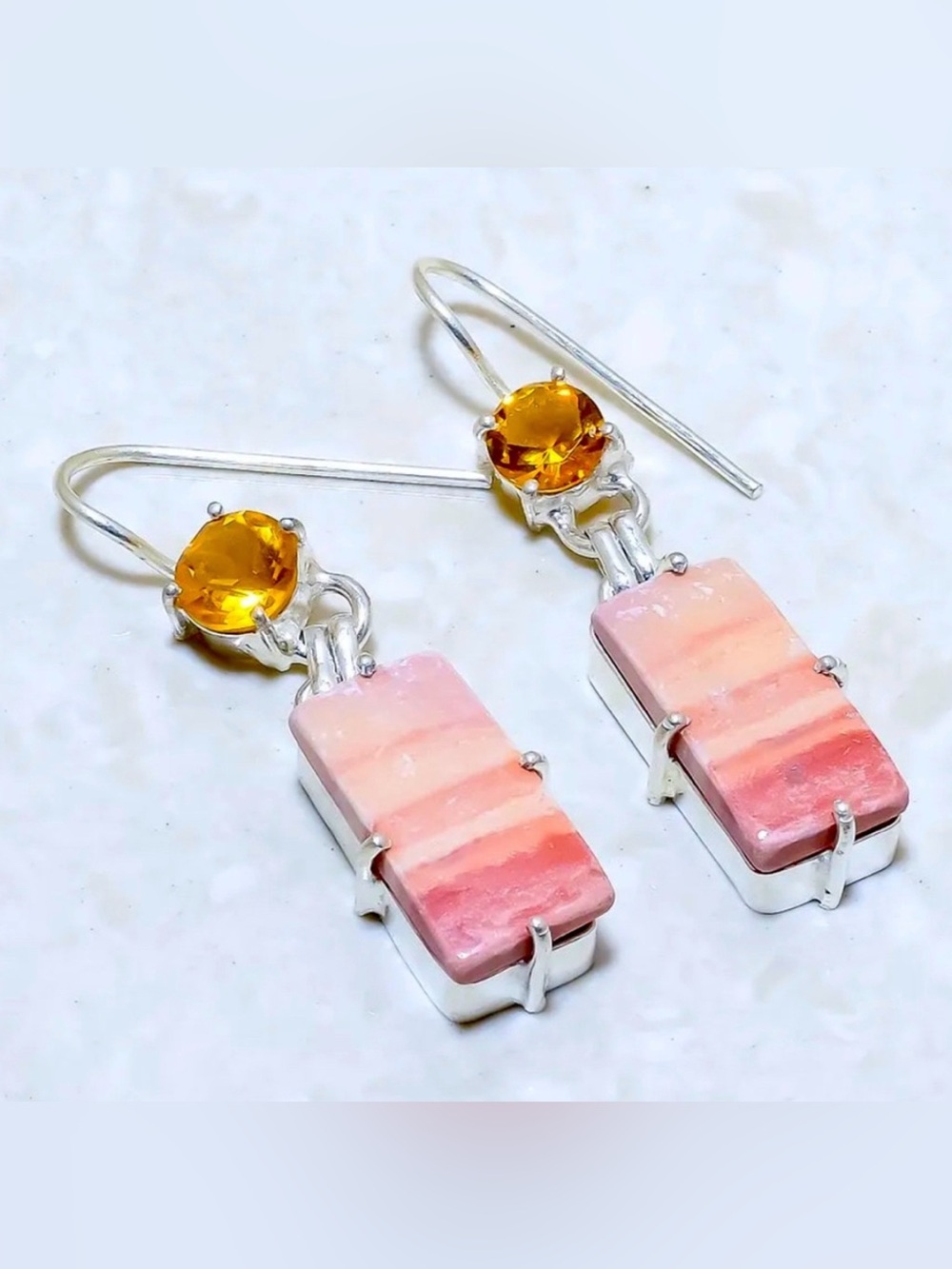 Banded Mookaite/Citrine Earrings